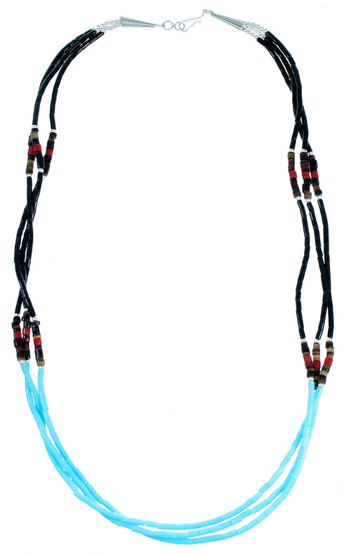 Multicolor Authentic Sterling Silver 3-Strand Bead Necklace RX114236